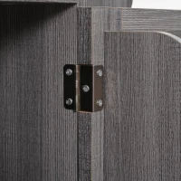 Grande ilha de cozinha com 3 gavetas, portas de arrumação, prateleiras ajustáveis e suporte para toalhas, 139x46/71x91,5 cm, Cinzento(m-8)