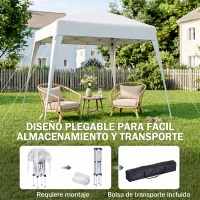 Outsunny Carpa Plegable 2,4x2,4 m, Pop-up, Cenador Pabellón de Jardín, Altura Ajustable con Bolsa de Transporte, Anti-UV, Impermeable, Gazebo para Camping, Fiestas, Exterior, Blanco(m-5)