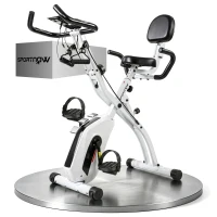 SPORTNOW Bicicletă statică pliabilă cu 8 niveluri de rezistență Volant Ecran LCD Bluetooth Pulsometru și Șa reglabilă(m-7)