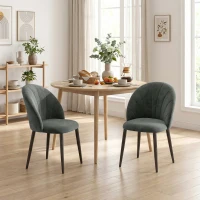 HOMCOM Set 2 Sedie da Pranzo Imbottite con Schienale a Conchiglia in Velluto, 52x55x79 cm, Grigio(m-10)