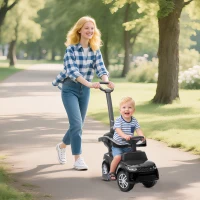 AIYAPLAY Mașinuță Ride-on Land Rover cu Mâner și Bară de Protecție, din PP și Oțel, 84 x 40 x 94,5 cm, Negru(m-10)