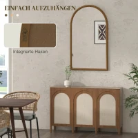 HOMCOM Espejo de Pared 65x110 cm con Marco de Madera en Forma de Ventana Espejo Decorativo para Salón Dormitorio Marrón Oscuro(m-4)