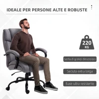 Vinsetto Sedia Ufficio Ergonomica in Tessuto Effetto Lino, Portata 220kg, Girevole, Altezza Regolabile, Grigio Chiaro(m-4)