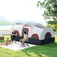 Outsunny Tienda de Campaña Familiar para 4 Personas Impermeable con Dormitorios Independientes 435x251x195 cm Gris y Blanco(m-10)