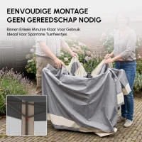 Outsunny Paviljoen 4x4 tuinpaviljoen zeshoekig opvouwbaar met draagtas dubbel dak beige+ kaki(m-4)