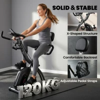SPORTNOW Vélo d'Appartement Pliable Vélo de Fitness 3 en 1 Silencieux Connecté Kinomap Bluetooth et Zwift 105x53,5x109cm Noir(m-8)