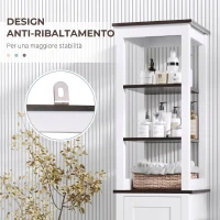 HOMCOM Mobile Bagno Alto Stretto, Mobiletto Bagno Salvaspazio con 3 Ripiani Aperti, Ripiano Regolabile, per Lavanderia, 40x38x162.5 cm, Bianco(m-6)