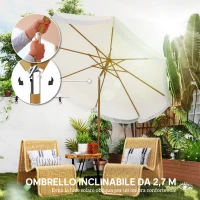 Outsunny Ombrellone da Giardino Rotondo 2.7x2.4 m con Manovella, in Metallo e Poliestere, Beige(m-4)