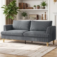 HOMCOM Sofá de 3 Plazas Tapizado en Pana Acolchado Grueso de Muelles Asiento Ancho 2 Almohadas 188x80x86 cm Gris Oscuro(m-10)