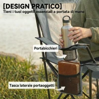 Outsunny Set da 2 Sedie da Campeggio Pieghevoli Reclinabili con 4 Posizioni, Poggiapiedi Rimovibile e Portabicchiere, 165x80x90 cm, Grigio(m-8)