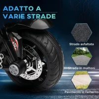 HOMCOM Moto Elettrica per Bambini 3-5 Anni (max. 25kg) con 3 Ruote, Luci e Suoni, Batteria 6V, Nero, 86x42x52cm(m-6)