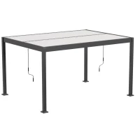 Outsunny Pergola Bioclimatique 4x3m en Aluminium à Toit Louvred Ajustable, Protection Soleil, pour Jardin Extérieur, Blanc(m-10)
