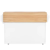 Carrinho de serviço com tampo de mesa dobrável, 2 gavetas e portas duplas, 136x46/71x91,5 cm, Branco+Cor natural(m-12)