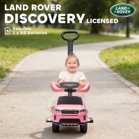 AIYAPLAY Macchina Cavalcabile Licenza Land Rover con Maniglia e Barriera, in PP e Acciaio, 84x40x94.5 cm, Rosa(m-4)