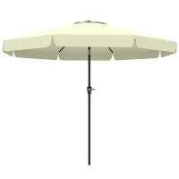 Outsunny Parasol de Jardín de Aluminio Ø266x248,5 cm con Ángulo Ajustable Protección UV50+ Techo de Ventilación y Manivela Beige(m-12)