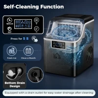 HOMCOM Machine à glaçons, 20 kg en 24h, 24 glaçons en 14-18 min, ice maker avec fonction autonettoyante, 25,2x36x37,1cm, noir(m-9)