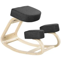 Vinsetto Silla Ergonómica de Rodillas con Cojines Acolchados Marco de Madera para una Mejor Postura Oficina Negro(m-7)