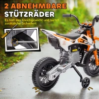 AIYAPLAY Elektrisch Kindermotorfiets met Handmatige Gascontrole, Zijwielen, Muziek, Oranje(m-5)
