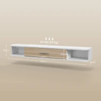 HOMCOM Mobile TV Sospeso in Legno con 2 Ripiani Aperti e Armadietto, 120x26x16 cm, Bianco e Rovere(m-3)