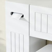 HOMCOM Meuble WC dessus de toilette avec 2 placards, tiroir basculant, porte-papier et étagères réglables, blanc(m-15)