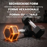 HOMCOM Set Gantere Sală 2x8 kg cu Mâner Antiderapant pentru Fitness Acasă, Negru(m-6)