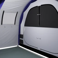 Outsunny Tente de Camping pour 4 Personnes, 2 Chambres, Imperméable 3000mm, avec Tapis de Sol et Sac, 420x300x200cm, Bleu Foncé(m-11)