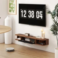 HOMCOM Mobile Porta TV fino 50" Sospeso con Cassetto, 2 Ripiani Aperti e Foro Passacavi, 120x24x16 cm, Noce(m-10)