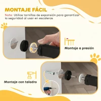 PawHut Barrera de Seguridad para Perros Pequeños Extensible 67-93,5 cm Altura 45 cm para Puertas y Escaleras Negro(m-7)