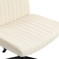 HOMCOM Imitation Linen Criss Cross Legged Desk Chair, Armless Office Chair with Wheels, Green(m-12)