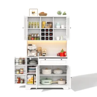 Coluna de cozinha com vitrine, cinco portas, uma gaveta, prateleiras ajustáveis, 105x40x180 cm, Branco(m-9)
