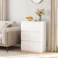 HOMCOM Kommode mit 3 Schubladen, Moderne Aufbewahrungsmöbel für das Schlafzimmer, Weiß(m-9)