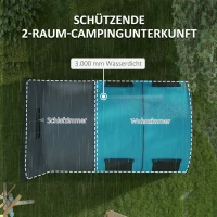Outsunny Campingtent voor maximaal 6 Pers., Familiecampingtent, Aparte Ruimtes, Waterdicht, Grijs/Blauw(m-4)
