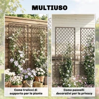 Outsunny Griglia per Piante Rampicanti 3 Pezzi a Cima Piatta, in Vimini, 43x2x112 cm, Color Legno(m-7)