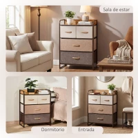 HOMCOM Cómoda para Dormitorio con 4 Cajones Plegables Parte Superior de Madera y Marco Metálico 58x29x78,5 cm Multicolor(m-7)