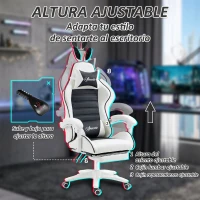 Vinsetto Silla Gaming Profesional de Cuero PU con Altura Ajustable Inclinable 135° Reposacabezas 65x63x136-142 cm Negro y Blanco(m-5)