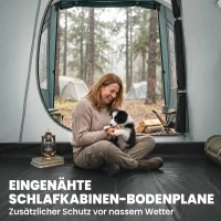 Outsunny Kampeertent voor 4-5 personen, aparte woon- & slaapruimtes, 460L x 260B x 190H cm, Groen(m-6)