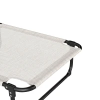 Outsunny Chaise longue de jardin pliante dossier réglable sur 4 niveaux, trou de lecture et appui-tête 72 x 194 x 89 cm crème(m-14)