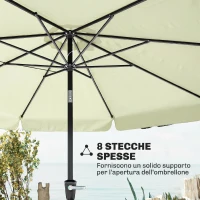 Outsunny Ombrellone da Giardino e Terrazza Ø2.7x2.5 m Rotondo con Testa Inclinabile e Resistente ai Raggi UV 50+, Beige(m-7)