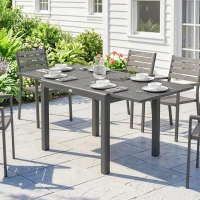 Outsunny Tavolo da Giardino Allungabile per 6-8 Persone con Piano a Doghe, in Alluminio, 110-170x90x75 cm, Grigio Scuro(m-10)