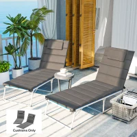 Outsunny Pack 2 Cojines para Tumbonas Plegables 203x66x3 cm con Reposacabezas y Correas de Sujeción Gris Oscuro(m-10)