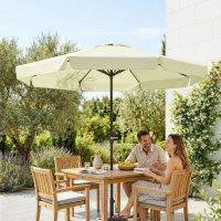 Outsunny Parasol de Jardín de Aluminio Ø266x248,5 cm con Ángulo Ajustable Protección UV50+ Techo de Ventilación y Manivela Beige(m-8)