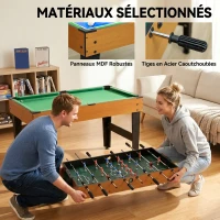 HOMCOM Tavolo Multigioco 4 in 1 con Calcio Balilla, Biliardo, Ping Pong e Hockey da Tavolo, 107x61x84.5cm(m-7)