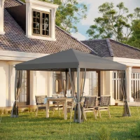 Outsunny Tonnelle pop-up Barnum Pliant Style Colonial 3 x 3 m 4 moustiquaires + Sac de Transport gris(m-2)