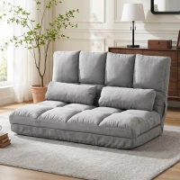 HOMCOM Bodenstuhl Bodensessel mit Liegefunktion Verstellbarer Rückenlehne Sitzkissen Relaxsessel zum Fernsehen, Lesen Meditationsstuhl Lazy Sofa Lesesessel für Meditation Yoga Büro Grau(m-10)