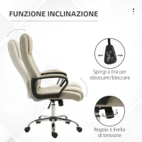 Vinsetto Sedia da Ufficio Ergonomica Inclinabile Girevole in Tessuto Effetto Lino con Poggiatesta, Beige(m-5)