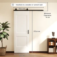 HOMCOM Porta Scorrevole Interna in Legno di Pino con Binario Silenzioso, Guida, Kit Ferramenta, Bianco(m-3)