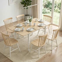 HOMCOM Table à manger pliante pour 2 à 6 personnes 74-134 cm, table de cuisine avec 2 abattants, pieds en acier, bois naturel(m-2)