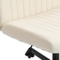 HOMCOM Imitation Linen Criss Cross Legged Desk Chair, Armless Office Chair with Wheels, Green(m-13)