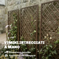 Outsunny Griglia per Piante Rampicanti 3 Pezzi a Cima Piatta, in Vimini, 43x2x112 cm, Color Legno(m-6)
