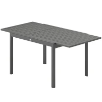 Outsunny Tavolo da Giardino Allungabile per 6-8 Persone con Piano a Doghe, in Alluminio, 110-170x90x75 cm, Grigio Scuro(m-11)